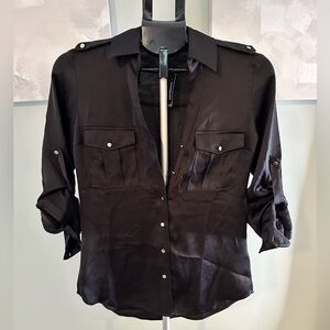 NWT EXPRESS BLACK BUTTON DOWN TOP WITH POCKET DETAILS